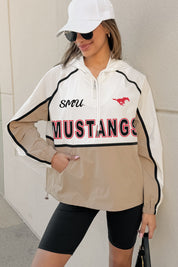 SMU MUSTANGS PLAY IT COOL COLORBLOCK WINDBREAKER QUARTERZIP JACKET
