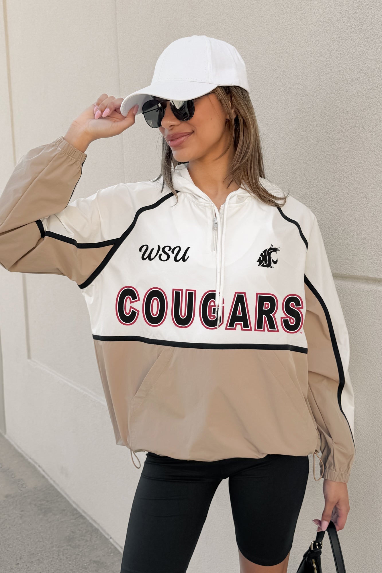 WASHINGTON STATE COUGARS PLAY IT COOL COLORBLOCK WINDBREAKER QUARTERZIP JACKET