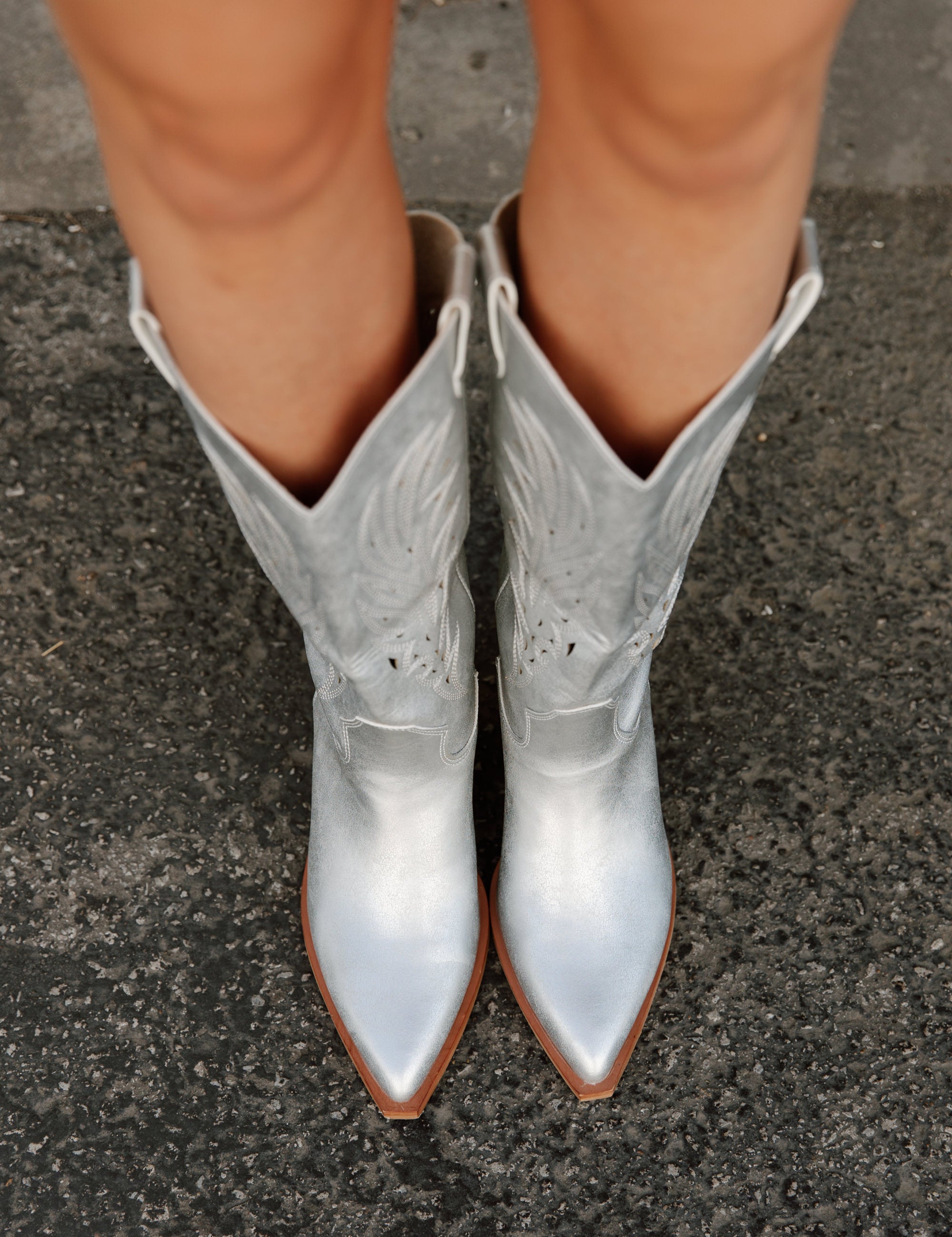 Silver Desert Dusk Western Boots - Top Down View | Gameday Couture - SOHO