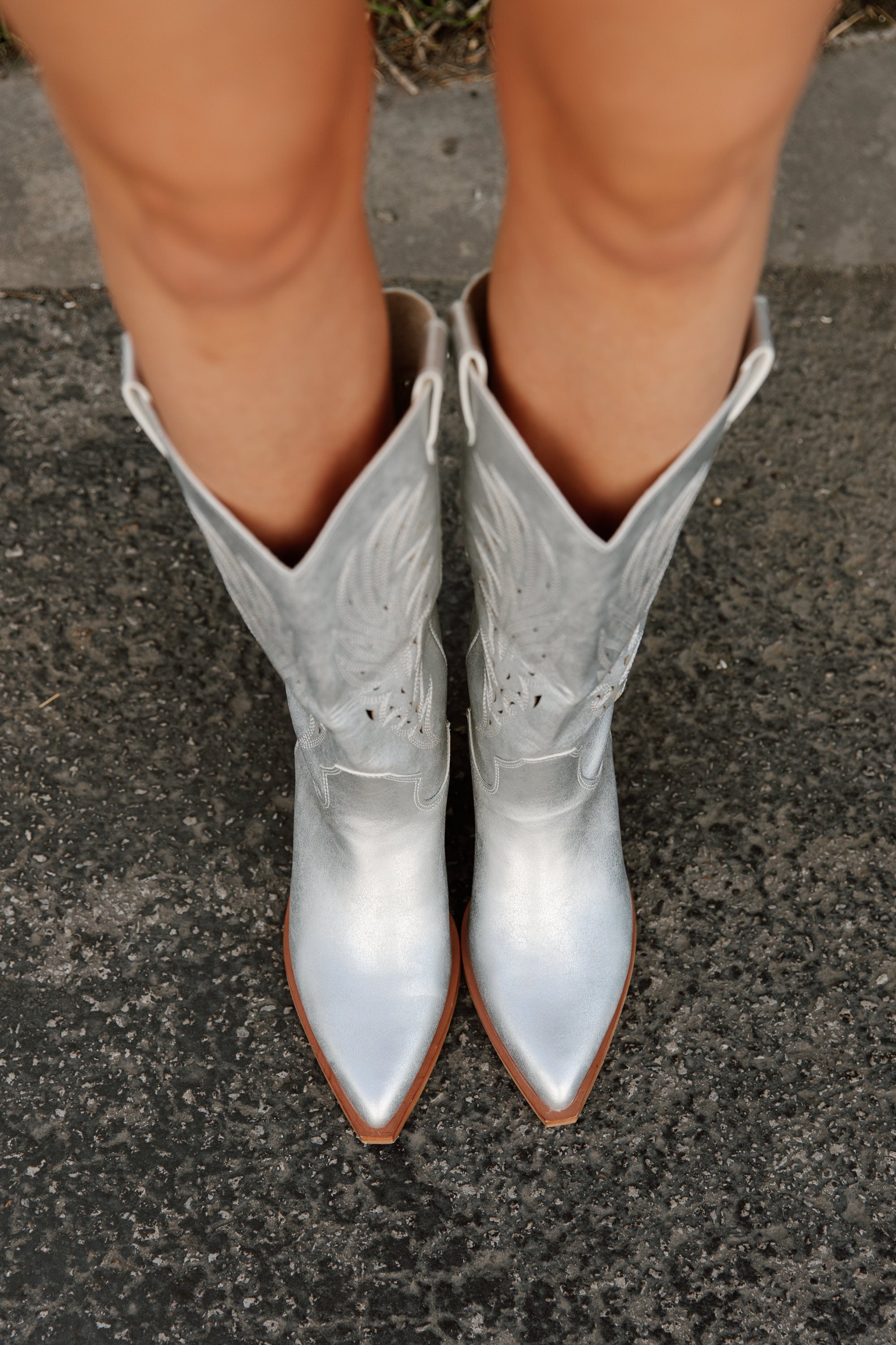 Silver Desert Dusk Western Boots - Top Down View | Gameday Couture - SOHO