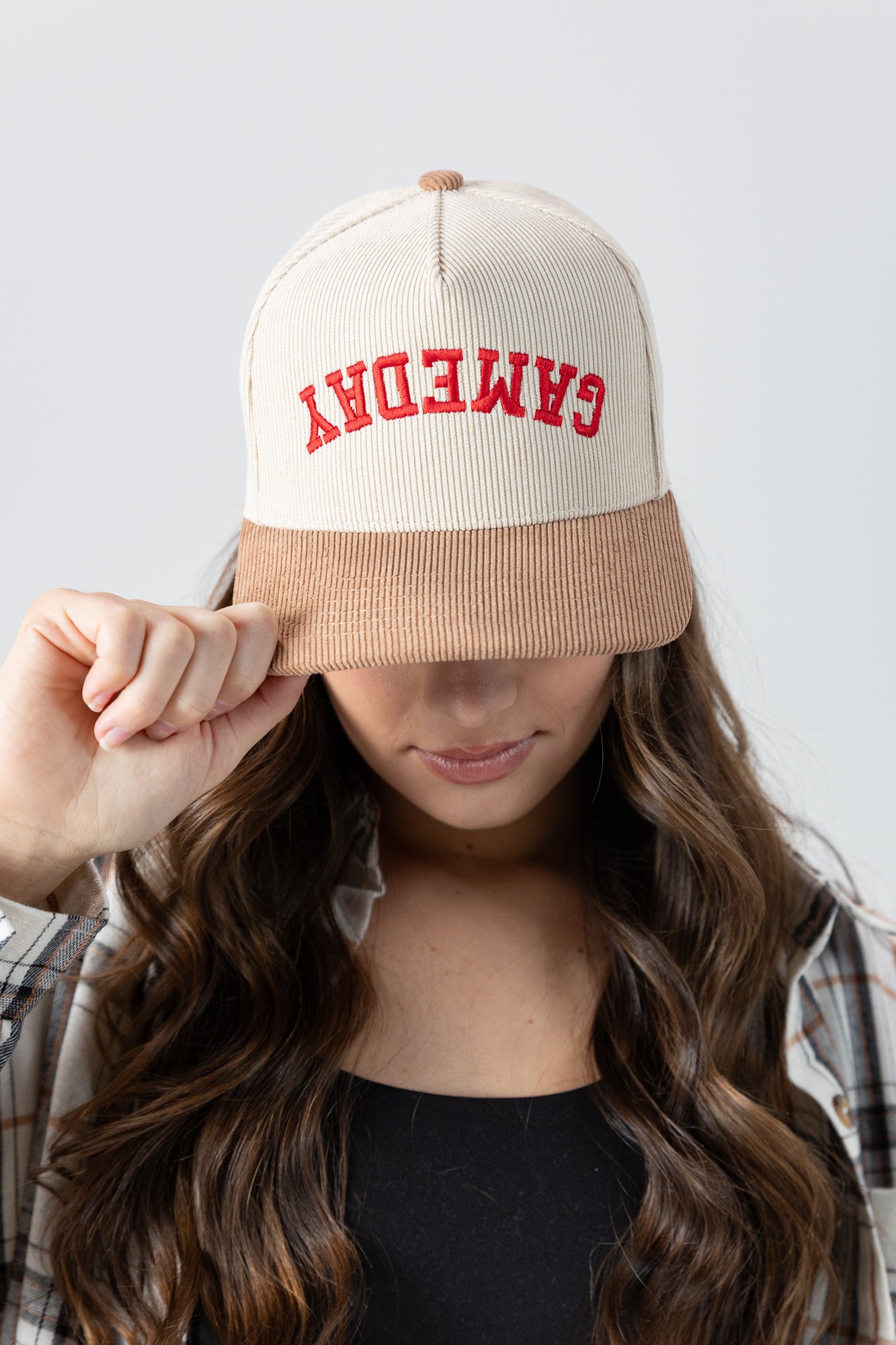 UPSIDE DOWN GAMEDAY RETRO CORDED HAT IN TAN