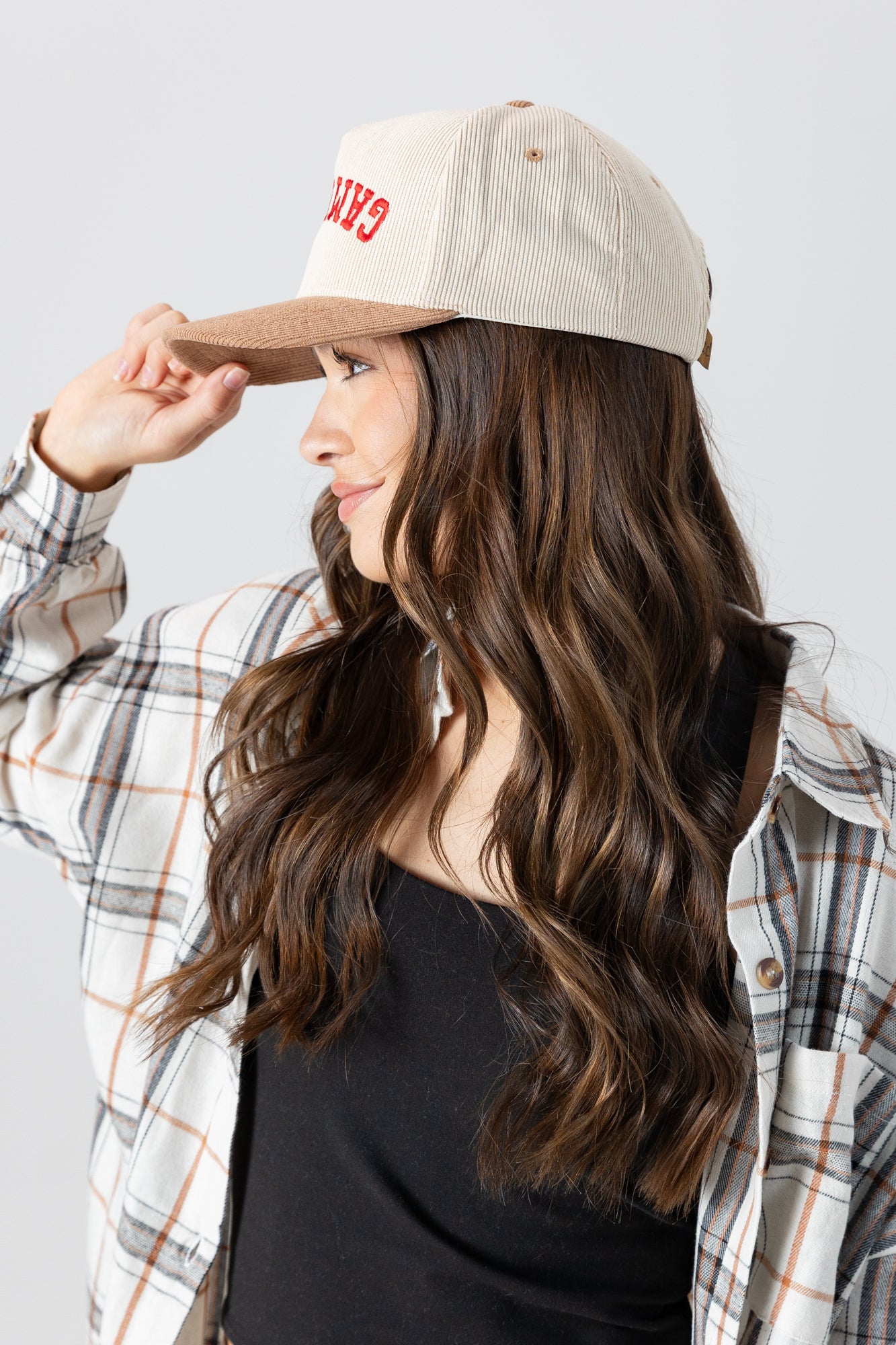 UPSIDE DOWN GAMEDAY RETRO CORDED HAT IN TAN