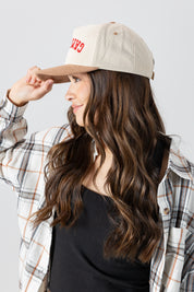UPSIDE DOWN GAMEDAY RETRO CORDED HAT IN TAN