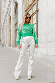 Silver Faux Leather Flare Pants - Full Length Front View | Gameday Couture - SOHO