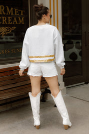Ash Grey BOSTON COLLEGE EAGLES PASS THE SHINE Crop Sweatshirt - Back View | Gameday Couture - SOHO