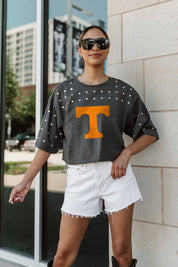 TENNESSEE VOLUNTEERS MAKING MOVES ALL-OVER RHINESTONE CROPPED TEE WITH YOKE