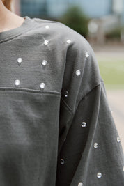 LOUISIANA RAGIN' CAJUNS MAKING MOVES ALL-OVER RHINESTONE CROPPED TEE WITH YOKE