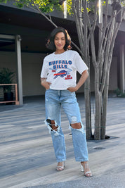 White BUFFALO BILLS GAMEDAY GOALS BOXY FIT WOMEN'S CROP TEE - Full Body Styled Look | Gameday Couture - SOHO