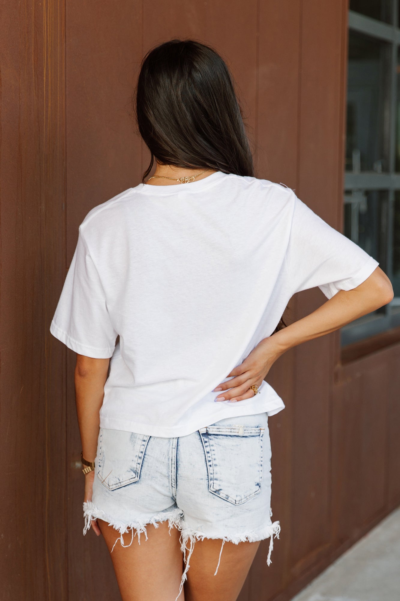 White Seattle Seahawks CLAIM TO FAME Boxy-Fit Crop Tee - Back View Drop Shoulder Detail | Gameday Couture - SOHO