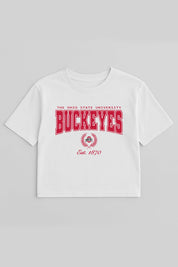 OHIO STATE BUCKEYES EASY WIN BOXY FIT CROP TEE