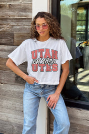 UTAH UTES DEEP ROOTS BOXY FIT WOMEN'S CROPPED TEE