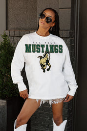 CAL POLY MUSTANGS BIG GOALS OVERSIZED LONG SLEEVE TEE WITH RIBBED NECKLINE AND CUFFS