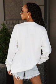 White Florida Gators Big Goals Oversized Long Sleeve Tee - Back View, Ribbed Cuffs Detail | Gameday Couture - SOHO