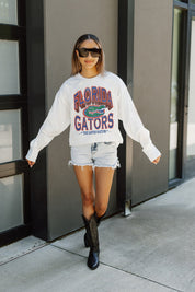 White Florida Gators TIME OUT Oversized Long-Sleeve Tee - Full Body Styled Look with Cowboy Boots | Gameday Couture - SOHO