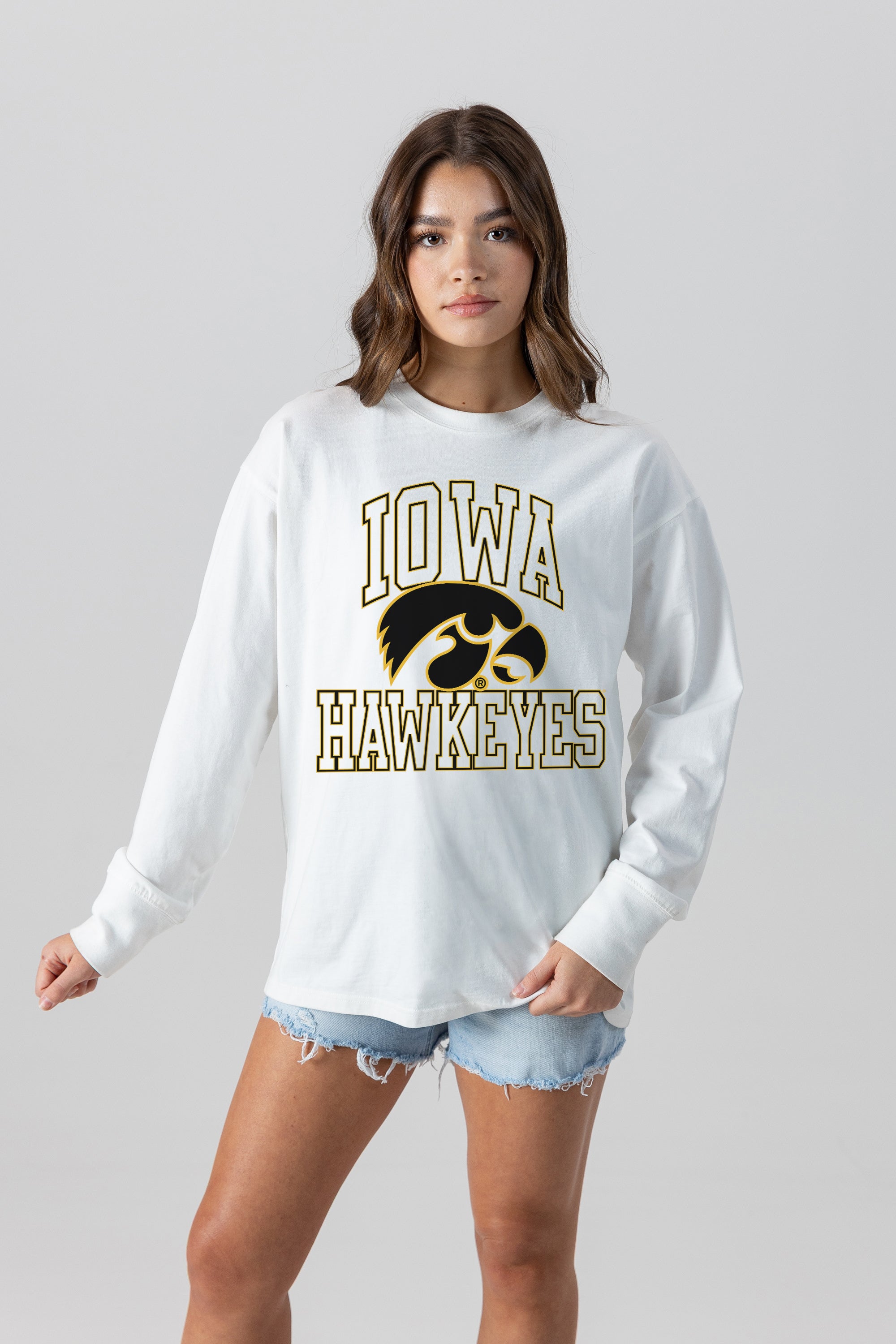 IOWA HAWKEYES MIND GAMES OVERSIZED MIDWEIGHT LONG SLEEVE TEE