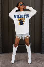 KENTUCKY WILDCATS BIG GOALS OVERSIZED LONG SLEEVE TEE WITH RIBBED NECKLINE AND CUFFS