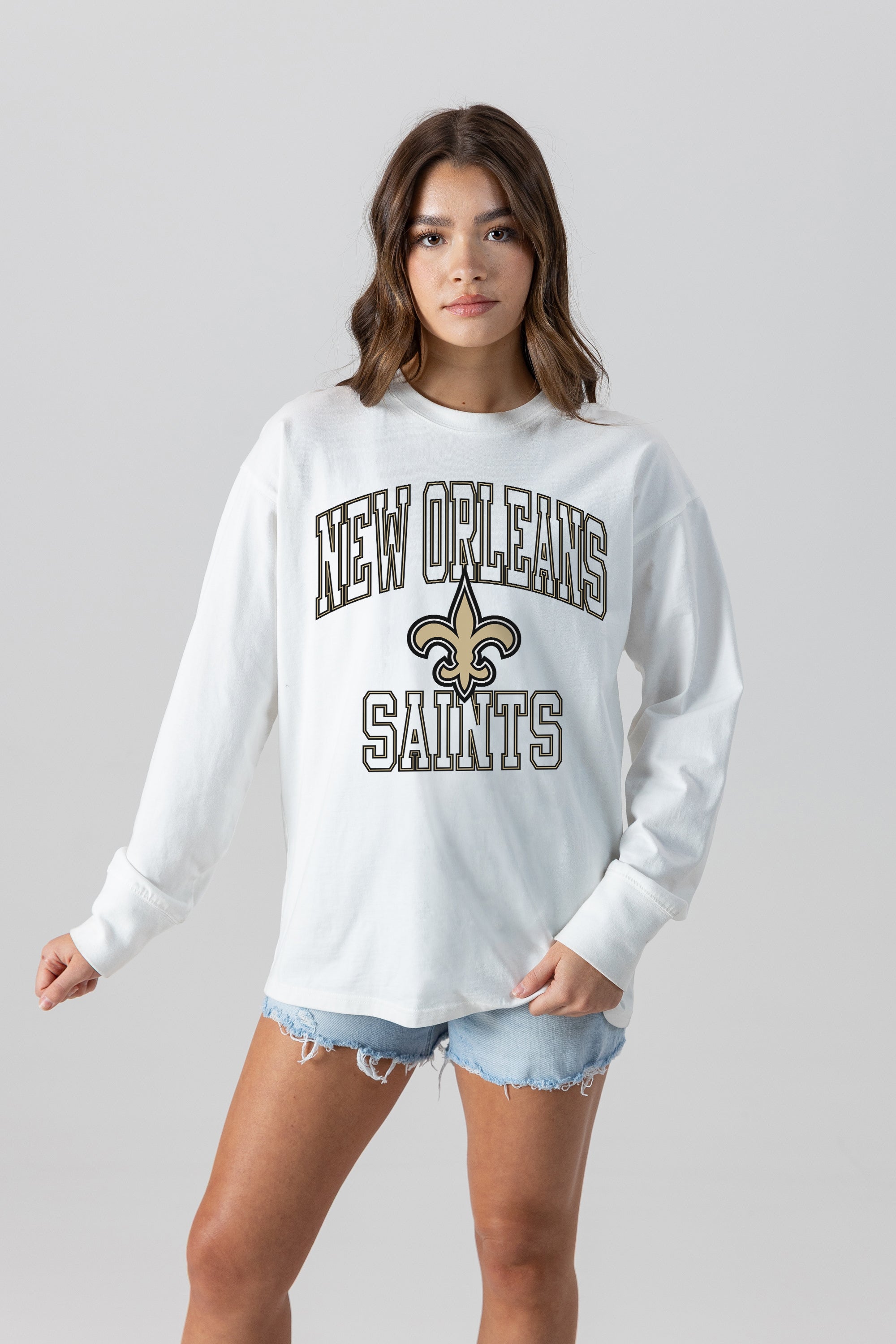 NEW ORLEANS SAINTS MIND GAMES OVERSIZED MIDWEIGHT LONG SLEEVE TEE