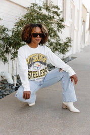 PITTSBURGH STEELERS TIME OUT OVERSIZED MIDWEIGHT LONG SLEEVE TEE
