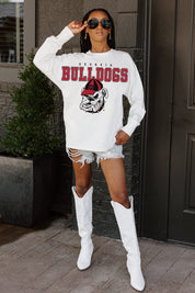 White GEORGIA BULLDOGS Big Goals Oversized Long Sleeve Tee - Styled Look | Gameday Couture - SOHO