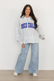 Ash Kansas Jayhawks Winning Look Oversized Hoodie by Madi Prewett Troutt - Front View On Model | Gameday Couture - SOHO