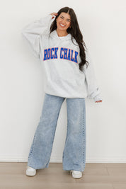 Ash Kansas Jayhawks Winning Look Oversized Hoodie by Madi Prewett Troutt - Back View On Model | Gameday Couture - SOHO