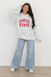 Ash Ohio State Buckeyes All-Star Style Oversized Hoodie by Madi Prewett Troutt - Front On Model | Gameday Couture - SOHO