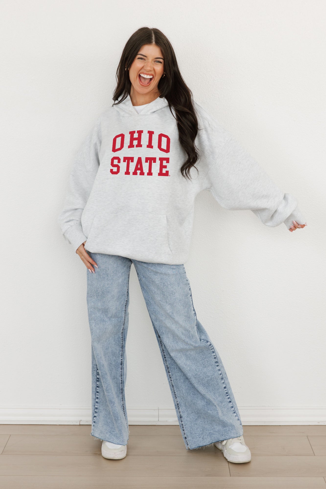 Ash Ohio State Buckeyes All-Star Style Oversized Hoodie by Madi Prewett Troutt - Styled Look Laughing | Gameday Couture - SOHO