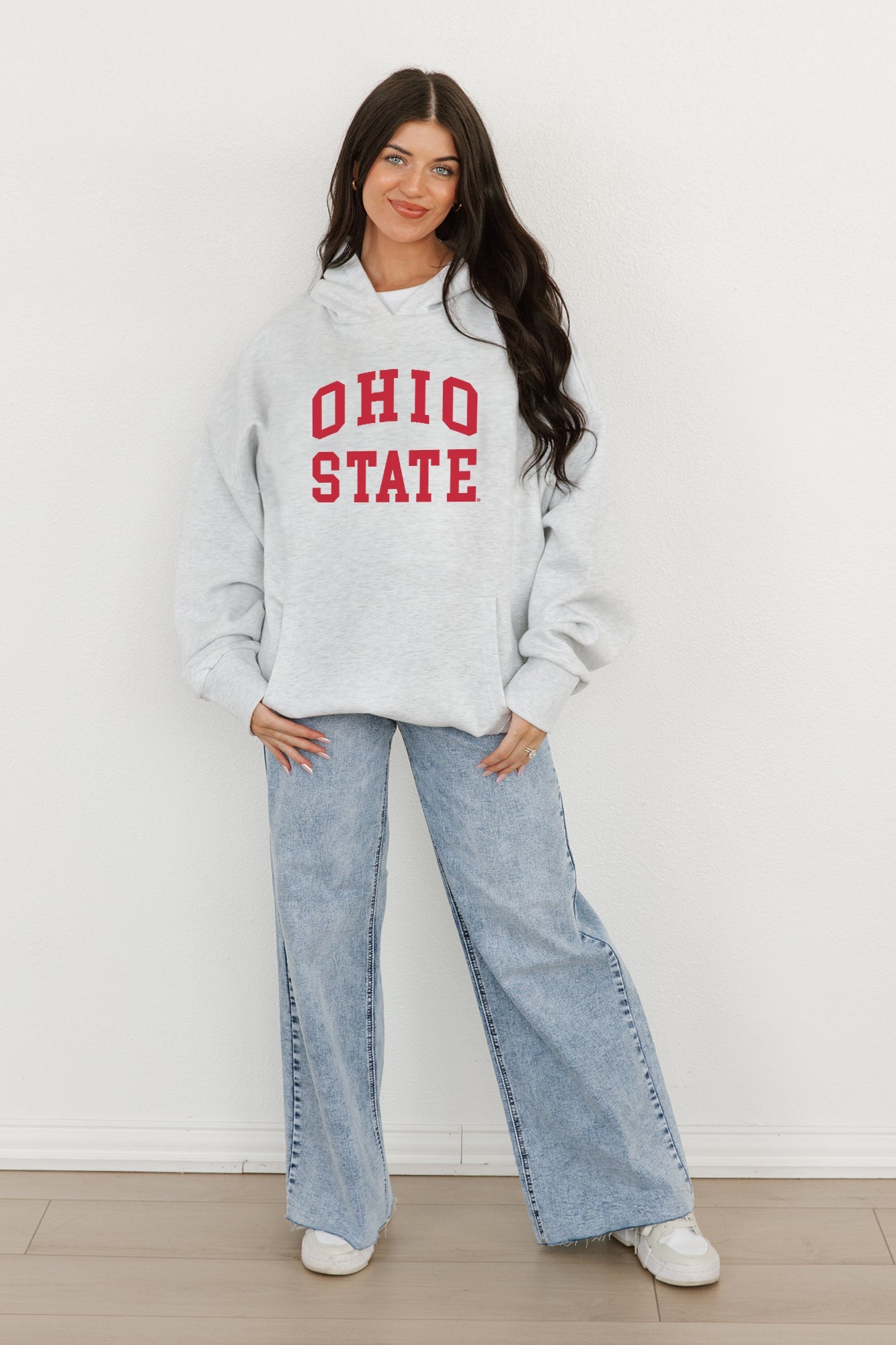 Ash Ohio State Buckeyes All-Star Style Oversized Hoodie by Madi Prewett Troutt - Front Full Length | Gameday Couture - SOHO