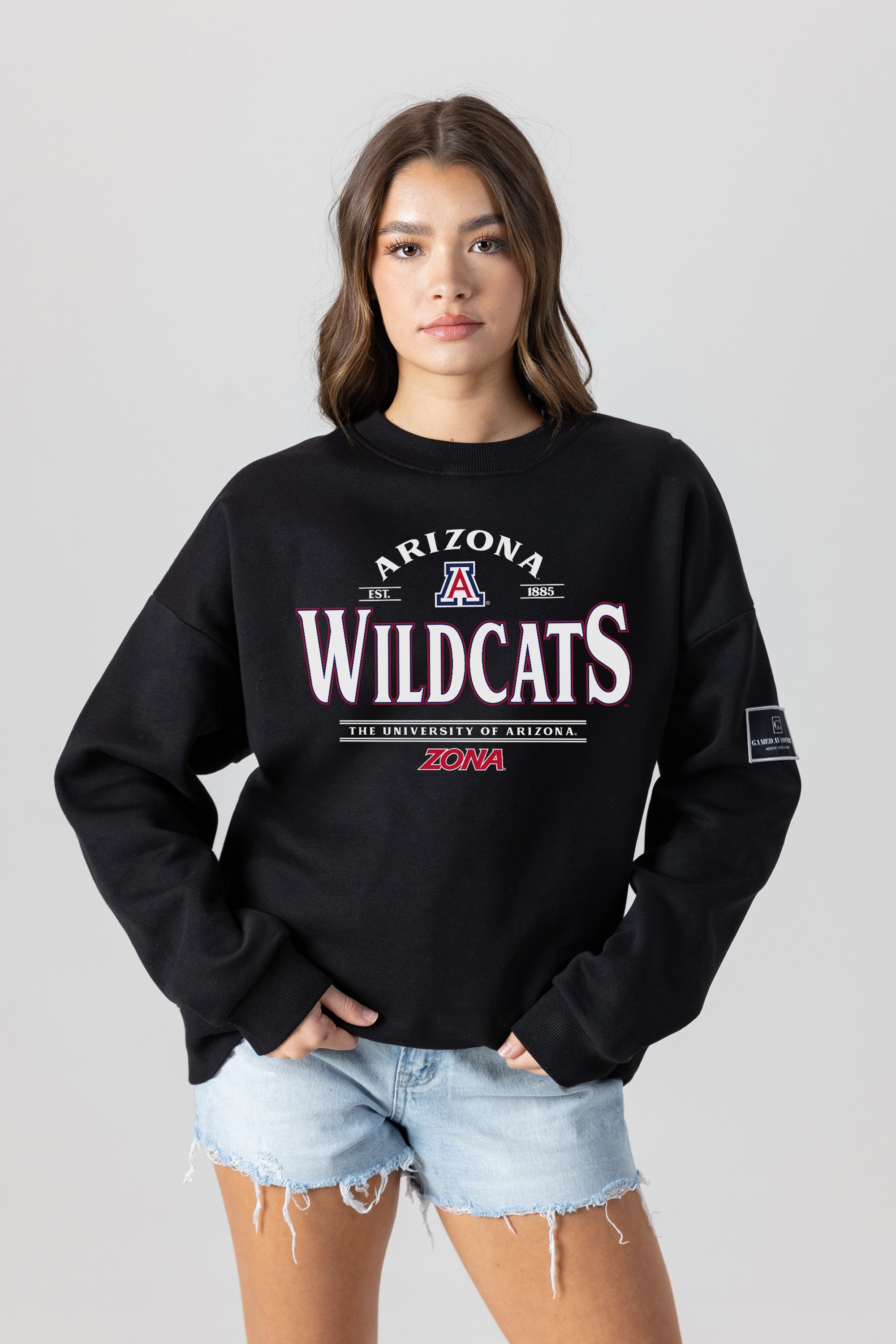 ARIZONA WILDCATS PLAYERS ONLY BLACK LABEL PREMIUM FLEECE DROP SHOULDER CREWNECK