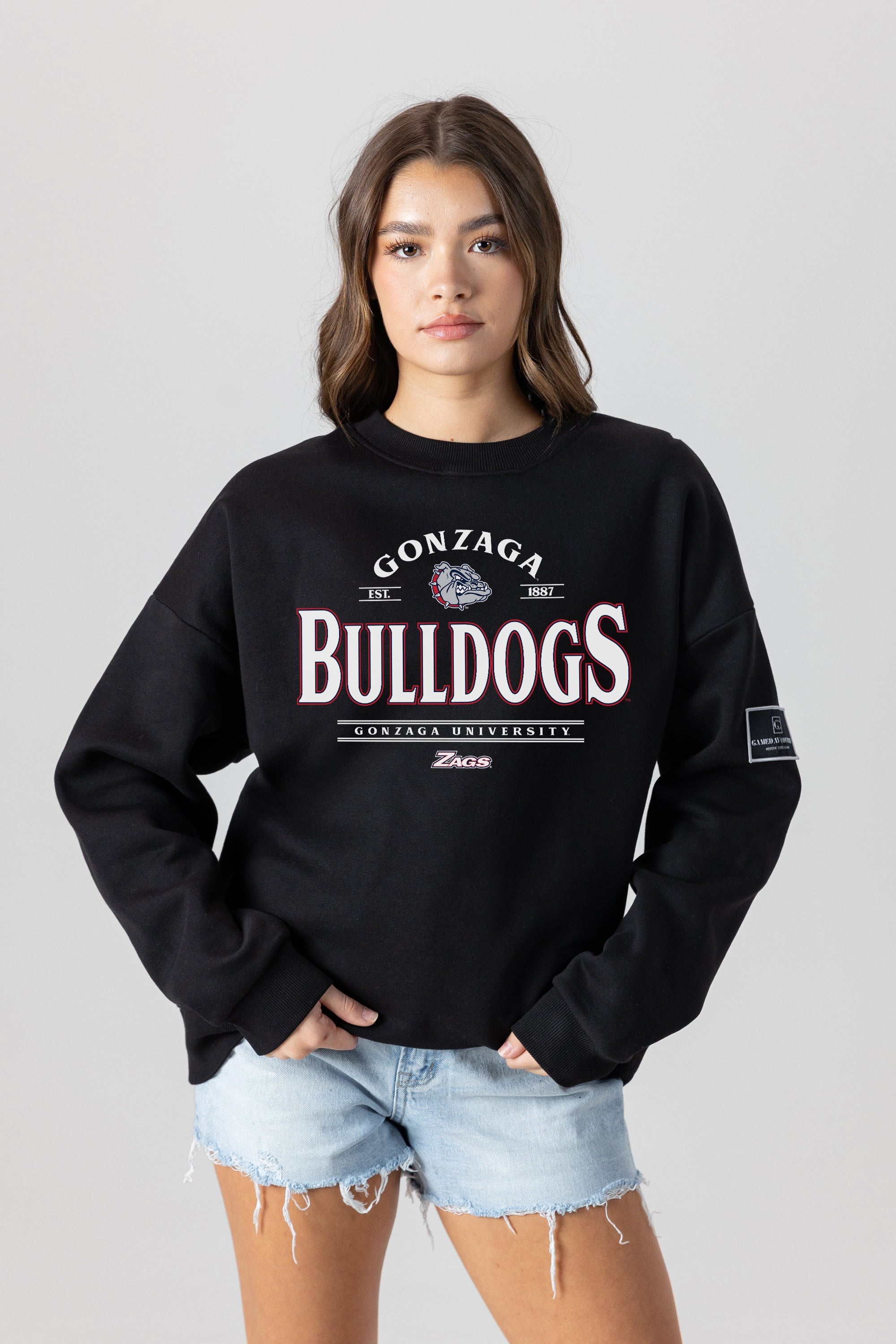 GONZAGA BULLDOGS PLAYERS ONLY BLACK LABEL PREMIUM FLEECE DROP SHOULDER CREWNECK