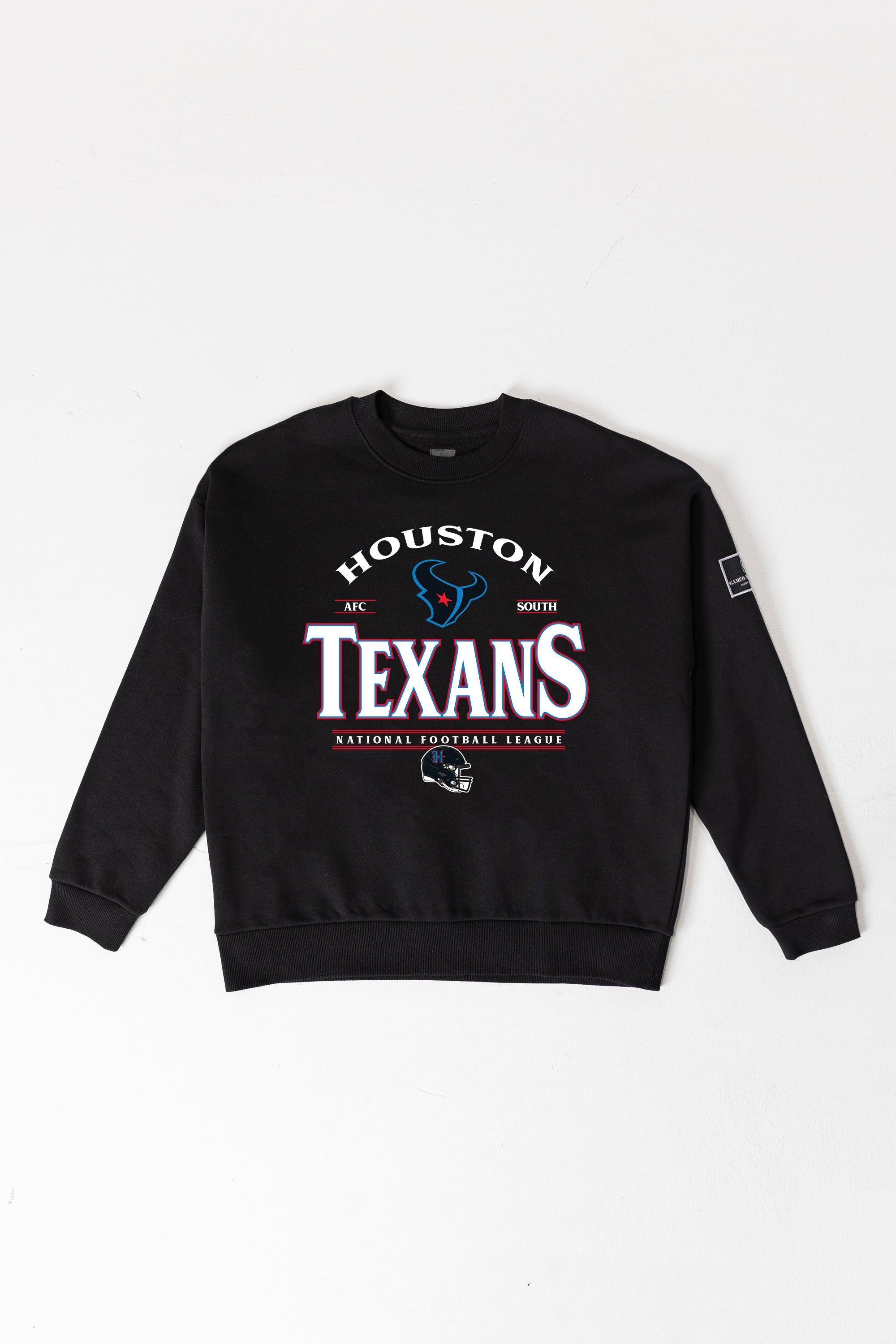 HOUSTON TEXANS PLAYERS ONLY BLACK LABEL PREMIUM FLEECE DROP SHOULDER CREWNECK