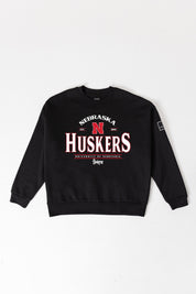 NEBRASKA CORNHUSKERS PLAYERS ONLY BLACK LABEL PREMIUM FLEECE DROP SHOULDER CREWNECK