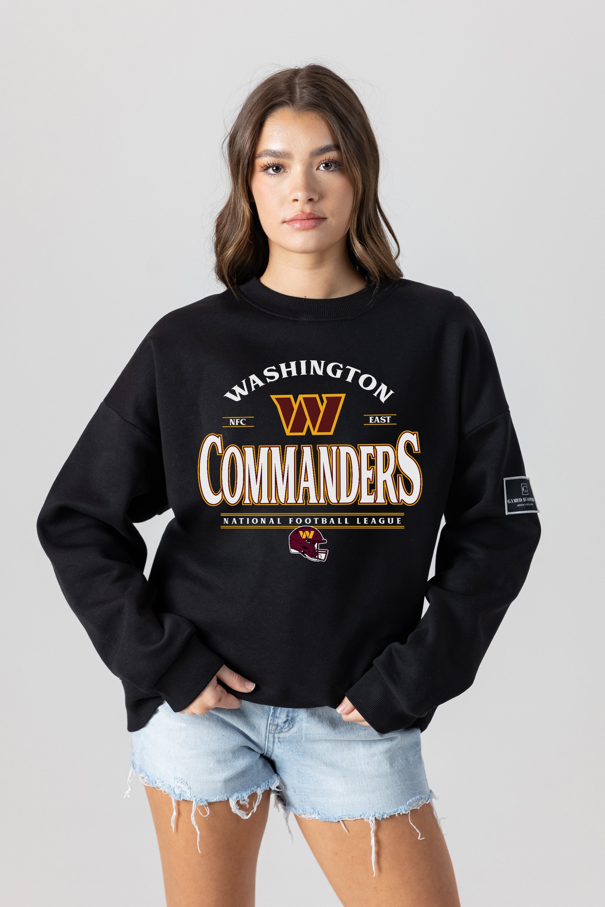 WASHINGTON COMMANDERS PLAYERS ONLY BLACK LABEL PREMIUM FLEECE DROP SHOULDER CREWNECK