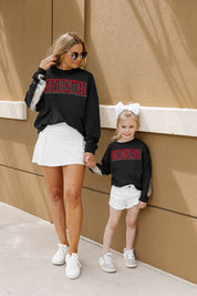 Black Northeastern Huskies GUESS WHO'S BACK Kids Sequin Pullover - Mommy & Me Side Angle | Gameday Couture - SOHO