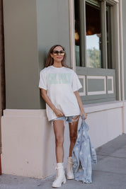 CAL POLY MUSTANGS Gameday Era Oversized Crewneck Tee - Side Angle Styled Look | Gameday Couture - SOHO