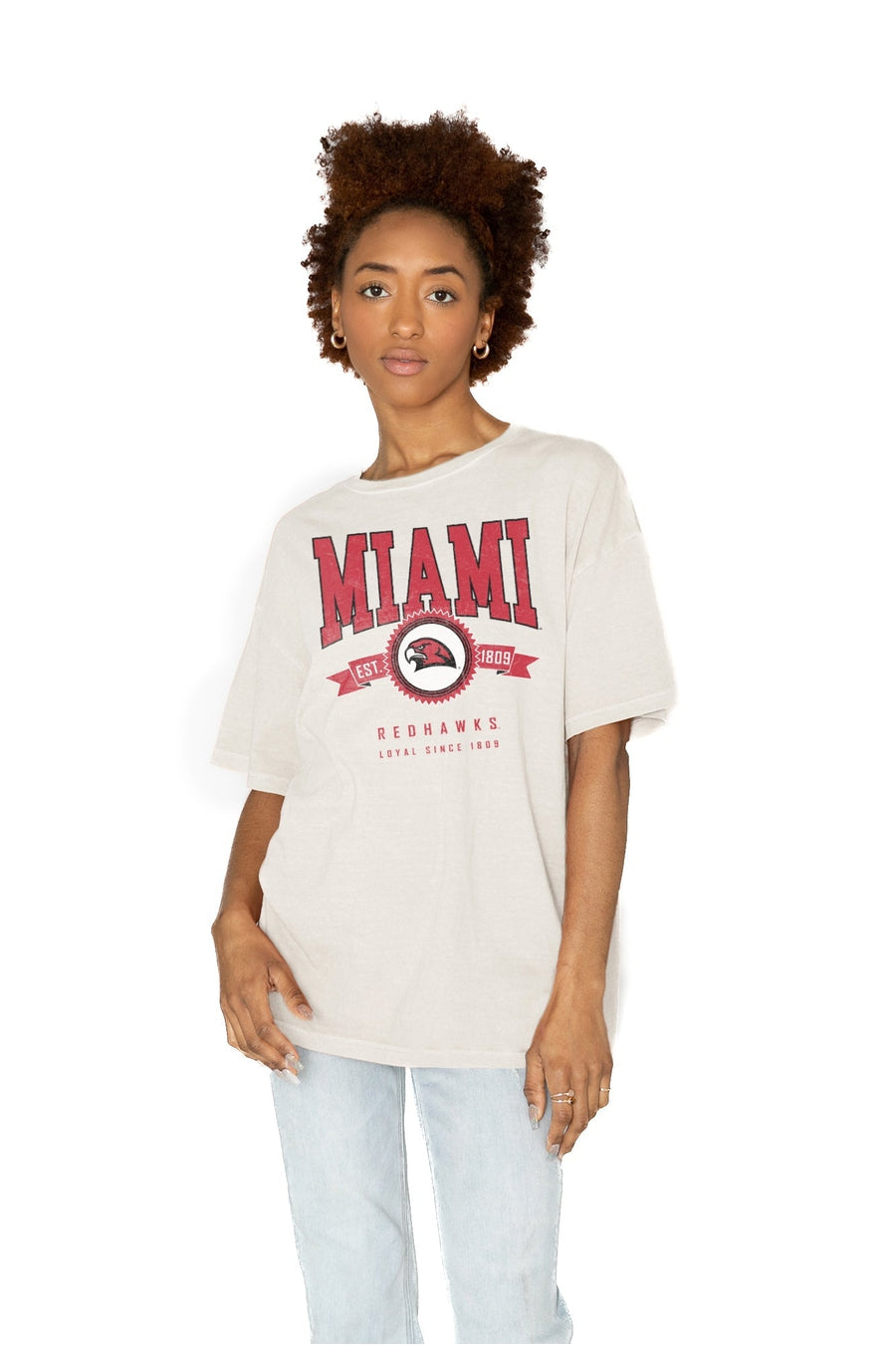 MIAMI OF OHIO REDHAWKS GET GOIN' OVERSIZED CREW NECK TEE