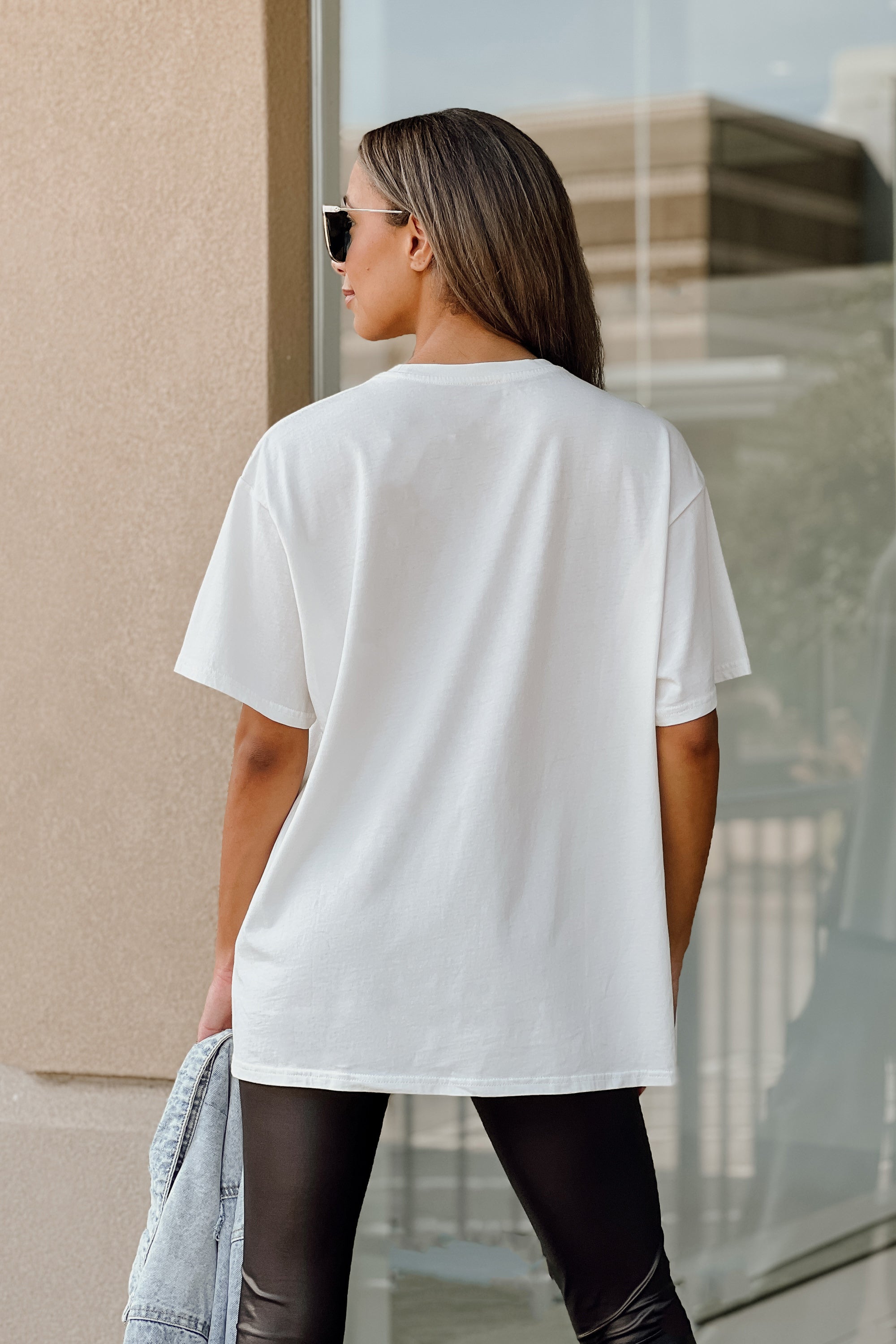 Ivory Nebraska Cornhuskers Gameday Era Oversized Crewneck Tee - Back View On Model | Gameday Couture - SOHO