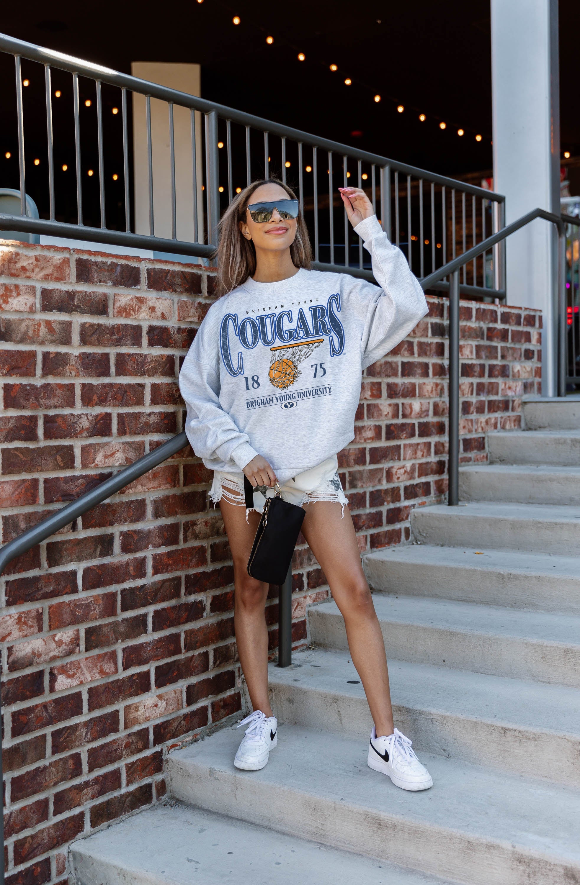 BYU COUGARS HAVE A BALL PREMIUM FLEECE DROP SHOULDER CREWNECK PULLOVER