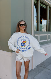 KANSAS JAYHAWKS SUPERSTAR PREMIUM FLEECE DROP SHOULDER CREWNECK PULLOVER