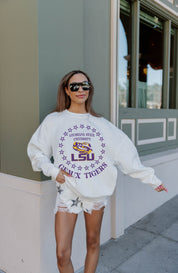LSU TIGERS SUPERSTAR PREMIUM FLEECE DROP SHOULDER CREWNECK PULLOVER