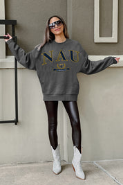 NORTHERN ARIZONA LUMBERJACKS SEAL THE DEAL PREMIUM FLEECE DROP SHOULDER CREWNECK PULLOVER