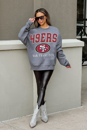 Charcoal San Francisco 49ers Bring The Energy Oversized Crewneck Pullover - Full Body Styled Look | Gameday Couture - SOHO
