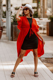 RILEY BUTTON DOWN MAXI KIMONO IN RUST - Movement Detail | Gameday Couture - SOHO