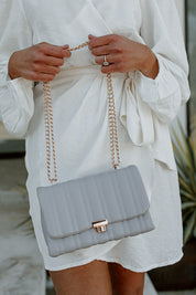 BECCA QUILTED CROSSBODY BAG IN GREY-