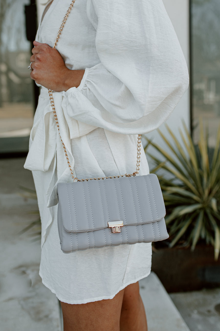 BECCA QUILTED CROSSBODY BAG IN GREY-GREY