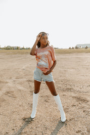 Coral Cotton Desert Vibes Festival Tee - On Model Full Body | Gameday Couture - SOHO