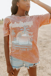 Coral Acid Wash Desert Vibes Graphic Tee - Front Detail | Gameday Couture - SOHO